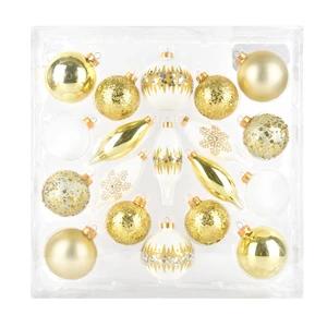 Gold and White Stained Glass Ball Pendant Christmas Tree Scene Decoration Holiday Supplies