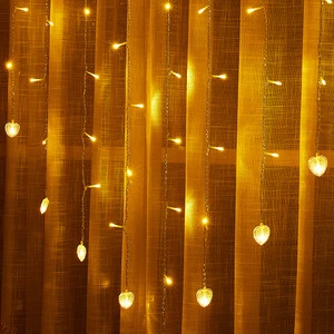 Tanabata Valentine's Day LED Curtain Light Waterproof Heart-Shape Ice Strip Decorative String Lights for Wedding Christmas