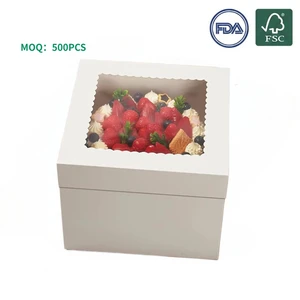 Wholesale Custom Logo Marble Cake Box with Window, FDA Food Grade Paper Bakery Packaging for Cupcakes Cookies