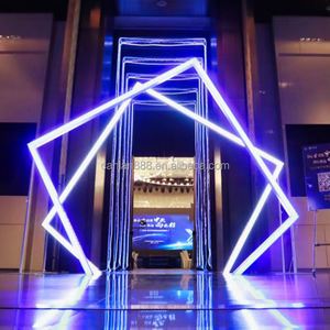 Geometric Wedding Backdrop | LED Light Iron Arch Time Tunnel for Ceremony Decor