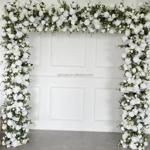 Customizable High Quality White Rose Wedding Arch with Elegant Floral Backdrop Square Shape for Party Decorations