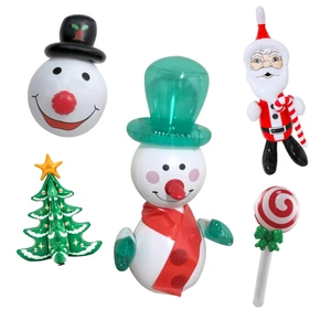 OEM Inflatable Christmas Decorations PVC Santa Snowman And Tree Supplies For Xmas Decorations Cute Snowman With Hat