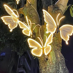 Modern Electric Butterfly Waterproof Power Accessories Luminous Iris Scene New Stage Decoration Metal Iron Landing Road Lighting