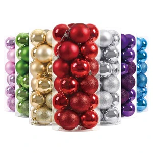 Factory Wholesale Christmas Tree Balls Hanging Ornaments 24pcs Shatterproof Plastic Christmas Balls Sets Christmas Decorations
