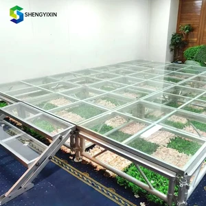Luxury Wedding Glass Stage Platform , Aluminium Transparent Plexiglass Beautiful Glass Stage