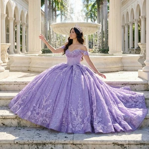 Jancember 6848 Glitter Sweetheart purple Bridal Puffy Quinceanera Ball Gowns Dresses