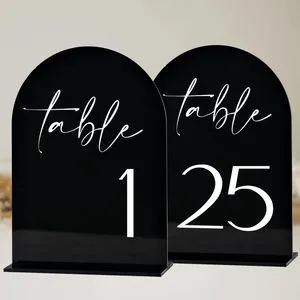 Factory Wholesale Modern Eco-friendly Durable Acrylic UV Printed 1 Color Arch Tabletop Wedding Table Numbers Sign Party Supplies