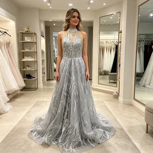 2026 New Elegant Women's Evening Dress with Sequins, Beads, Lace Embroidery, Prom Dress, Banquet Bride Party Dress
