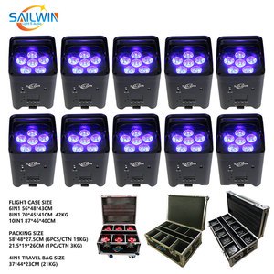 10pcs 6X18W Wireless LED Uplights DMX Battery Powered Wifi LED Uplight Par Up Light With Charging Case For Wedding Party Bar