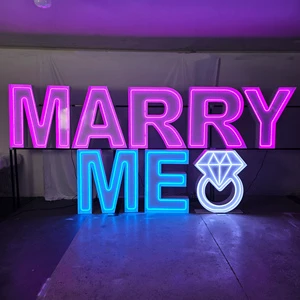 Giant LED MARRY ME Marquee Letters Wedding Proposal Light Up Sign Metal RGB Backlit Decoration For Event Rental
