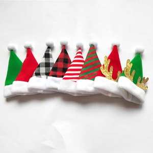 High Quality Handmade Cotton/Flannel/Polyester Modern Design Santa Claus Knife and Fork Bottle Hat Mini Christmas Hat