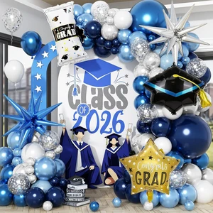 Hot Sale Blue Color Happy Graduation Balloons Arch Easy-Assembly DIY Decoration Ballon Suit for Grad Season Parties Activity