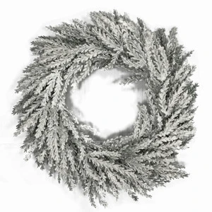 60CM Fluffy Snow-Dusted Artificial Christmas Wreath for Home Door Wall Holiday Season Decoration