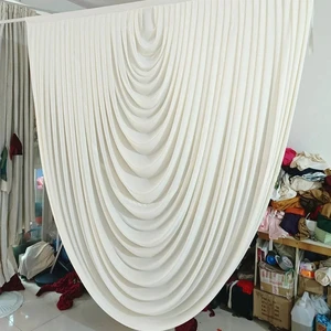 Ivory Hanging Wedding Baroque Swag Drapery Hollow Center Backdrop Curtain Ceiling Decoration for Wedding Halls