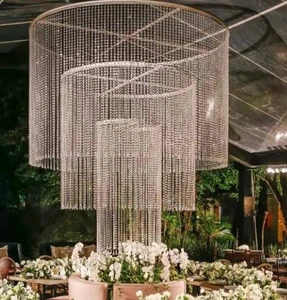 Gorgeous Hanging Crystal Large Round Wedding Ceiling Decoration