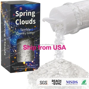 White Glitter 57G/2OZ Holographic Chunky Glitter For Snow Globe Tumbler Crafts Resin DIY Decorations