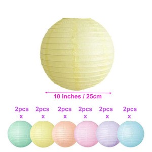 Pastel Paper Lanterns 12 Pieces Set Decorative Macaron Color Neon Hanging Paper Lantern Wedding Hen Party Decorations