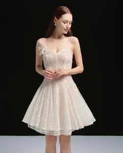 Princess Style Sparkly A Line Mini Dress with Glitter Sequins and 3D Floral Applique Vietnam Made OEM ODM Custom Order