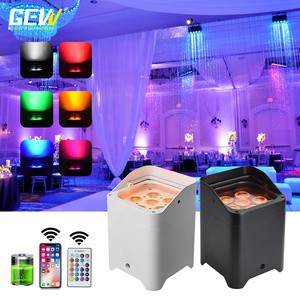 GEVV 6x18W RGBWAUV 6in1 Uplights Battery Wireless Rechargeable DMX Remote Control LED Par Light for Wedding Party