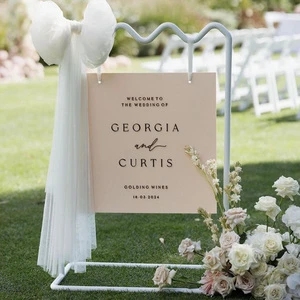 Custom White Metal Frame Wedding Welcome Board Stand Wedding Welcome Sign for Reception