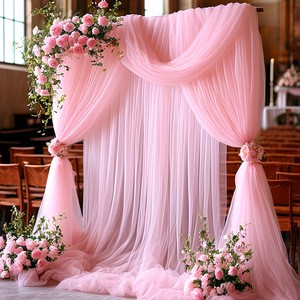 Modern Luxury Wedding Ceiling Wall Decorations Venue Decor Stage Backdrop Wedding Tent Ripple Curtain Gauze Organza Fabric