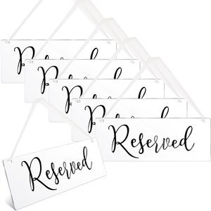 1 Black Acrylic Reserved Signs with Hanging Ribbon for Weddings Church Restaurant for Important Events