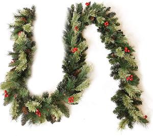 Guirnalda De Navidad PVC & Pine Needle Christmas Tree Garland With Pine Cones And Red Berries For Festive Supplies