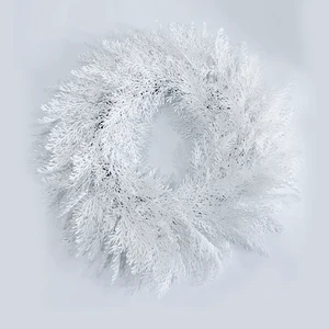 Crystal White Spruce Artificial Christmas Xmas Wreath Unlit Faux Spruce Christmas Wreath Seasonal Winter Indoor Home Decor