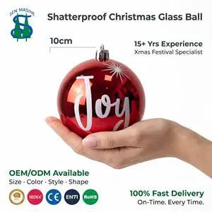 Hand Blown 10cm Shatterproof Christmas Glass Ball Ornaments Custom Logo Printing Wholesale Bulk Tree Decoration Factory Direct
