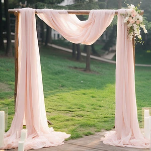 Wedding Arch pink Chiffon Tulle Curtain Decor Wedding Party Engagement Backdrop Decor Props Round Arch Square Arch Decor