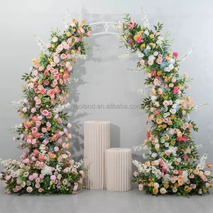 A-1809 Custom Artificial Floral Horn Arch Multi-Color Rose Wedding Arch Backdrop Stage Decor Flower Horn Arch