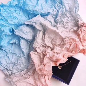 Pastel Pink to Blue Ombre Crinkle Paper Sheets DIY Crafts Color Gradient Crinkled Tissue Paper for Gift Wrapping Wedding Decor