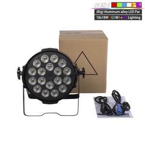 SHEHDS Big Aluminum Alloy LED Par 18x18W RGBWAUV Lighting 6in1 Par LED 6/10 DMX Stage Light 3 For DJ Church Concert Party Light