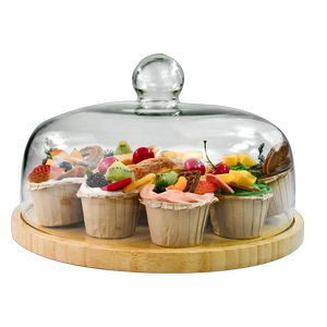 Cylinder Acacia Bamboo Hanging Wooden Rotating Dessert Holder Wood Cupcake Display Rack Cake Stands For Wedding With Acrylic Lid