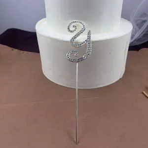 Best Selling Monogram Cake Topper Set Sparkling Silver Initials Numbers for Anniversary Christening Party Supplies Cake Topper