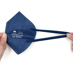 OEM Disposable FFP2 NR Standard Dark Blue Anti-Dust Respirator Filter Mask Mouth Nose Cover With Earloop Folded Design