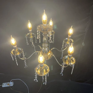 Iron Gold Multi-Head Crystal Road LED Lights Modern Romantic White Waterproof AC Decorative Lights for Wedding Party Events