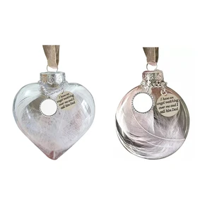 Custom Sublimation Round & Heart Christmas Tree Ornaments Hanging Decorative Balls for Festive Memorial Decorations