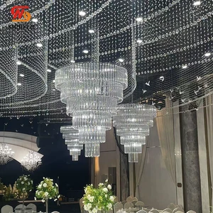 SMOOTH Luxury Design Wedding Events Banquet Hall Ceiling Decoration Multiple Layered Hanging Crystal LED Chandelier