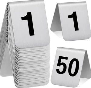 Stainless Steel Table Number Tent Double Sided Print Customizable Number Sign for Restaurant Wedding Event