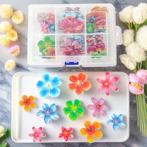Red Solid Flower Wafer Paper in Box for Birthday Cake Decoration and Baking Dessert with Food Grade Packaging
