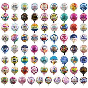 Wholesale Price Helium Happy Birthday Balloon 18 Inch Inflatable Round Shape Mylar Foil Balloons for Printed Balon Decoration