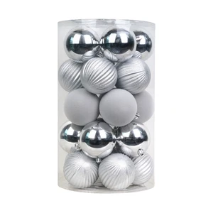 Jintai Factory OEM Custom Premium Quality 8cm 25pcs Silver Christmas Tree Hanging Plastic Ball Set for Home Indoor Decor