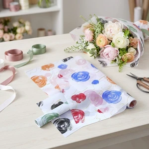 Qibai New Designer Wrapping Flower Waterproof Neon Light Ink Painting Gift Packaging Paper Custom Factory Direct
