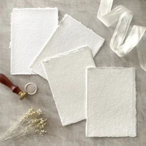 White Deckle Edge Cotton Invitation Paper Fine Art Wedding Calligraphy Deckle Edge Paper