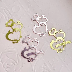 Copyright Ins Wind Heart Acrylic Cake Decoration Valentine's Day Heart Cupcake Decoration Party Supplies