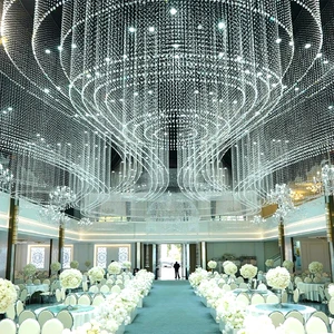 Dreamly Wedding Bead Curtain Stage Ceiling Crystal Ceiling Bead Drapery Wedding Props