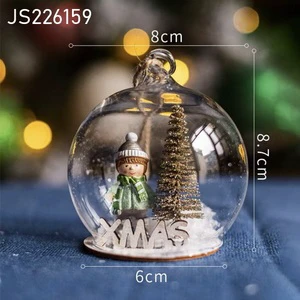 Christmas Hanging Transparent Glass Ball Ornament Tree hanging decorative ball with Christmas scene and Pine cone inside