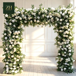 Dreamy White Rose Greenery Square Floral Arch For Wedding Entrance Stage Background Decor