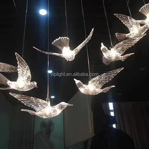 Transparent Acrylic Bird Light Wedding Decoration Pendant Light Wedding Chandelier Decoration Lighting Hanging Lamps